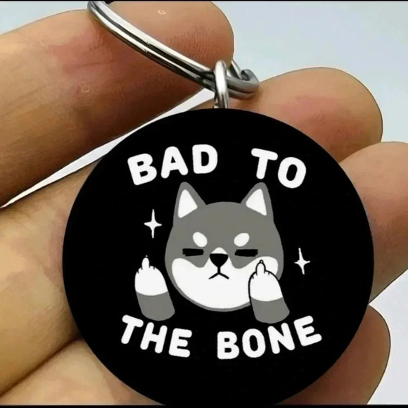 Funny cute dog bad to the bone keychain - Picture 1 of 1